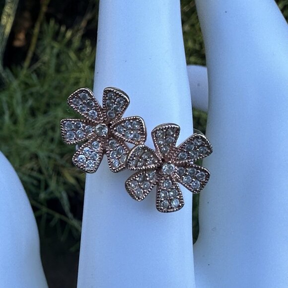 NVC Rose Gold Vermeil Sterling Pave Ring Size 6.75 Flower Daisy Lab Created CZ - Picture 3 of 10